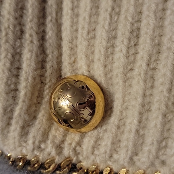 Tory Burch Women's S Gray Black Knit Wool Blend Cardigan with Gold Accen… - Picture 3 of 10
